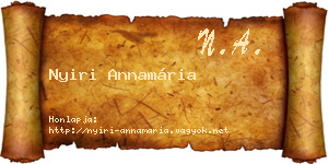 Nyiri Annamária névjegykártya